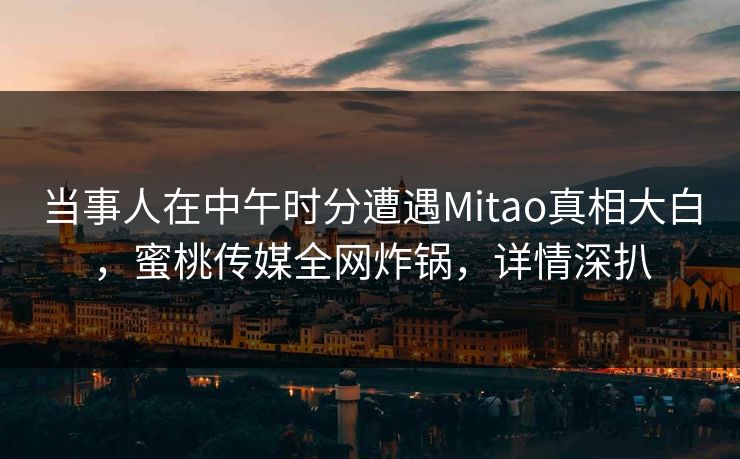 当事人在中午时分遭遇Mitao真相大白，蜜桃传媒全网炸锅，详情深扒
